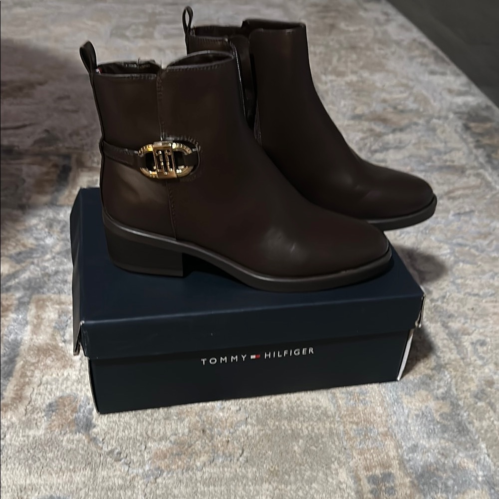 Tommy Hilfiger Dark Brown Ankle Booties